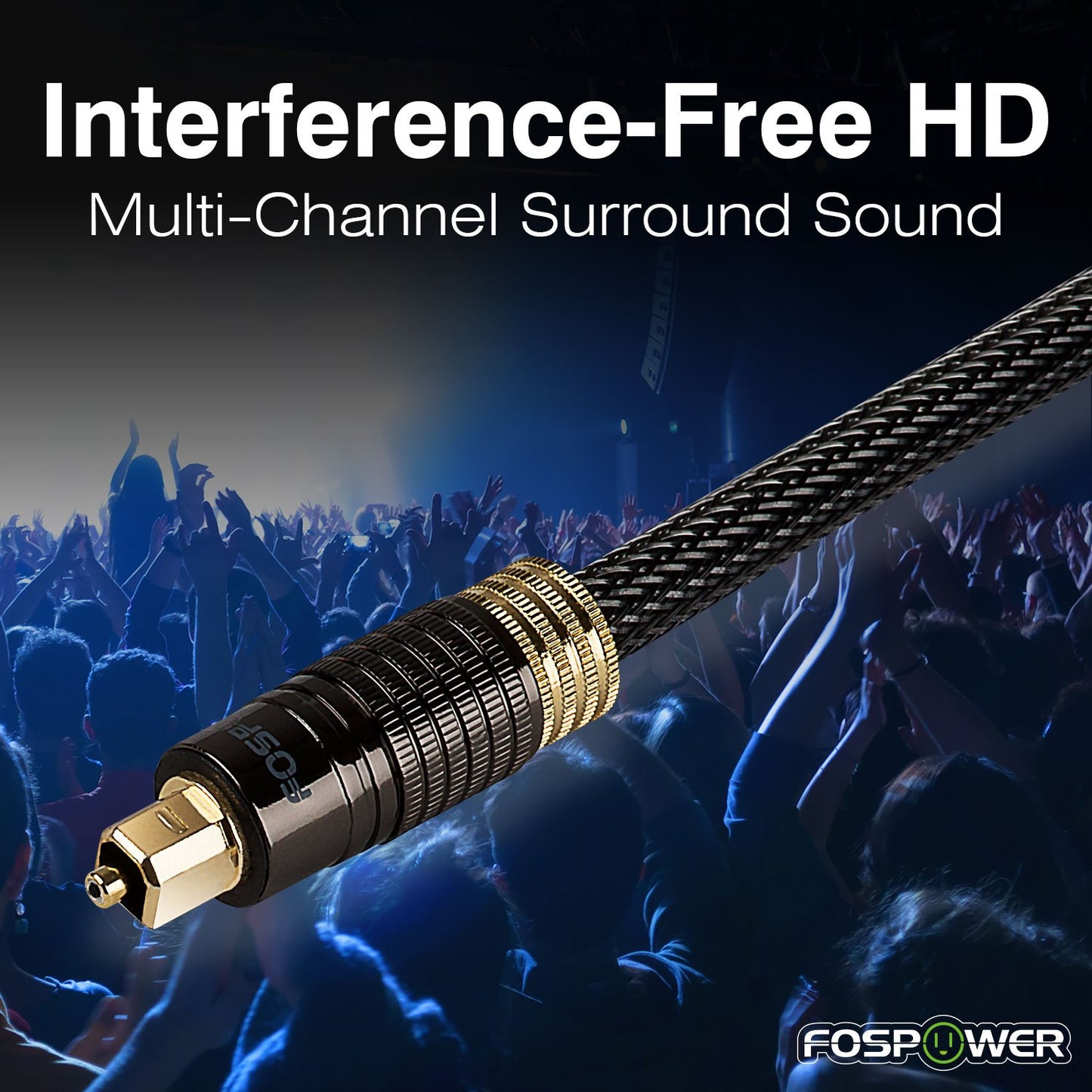 24K Gold Plated Toslink Digital Fiber Optical Audio Cable (S/PDIF) - [Zero RFI & EMI Interference] Metal Connectors & Ultra Durable Nylon Braided Jacket (3Ft)